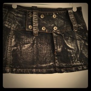 Rinascimento black silver denim micro miniskirt